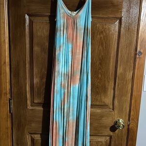 Tie-Dye Maxi Dress in Blue and Orange
